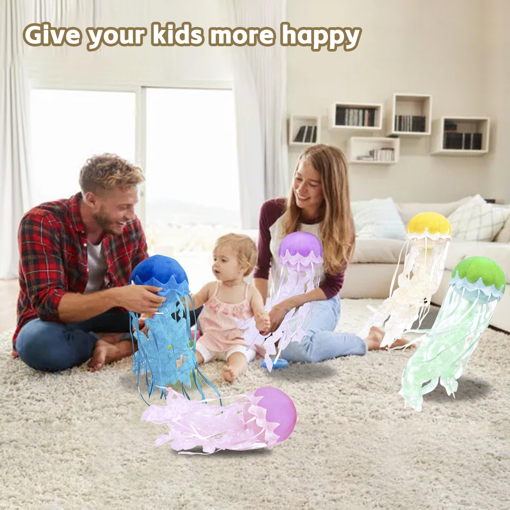 KAYBOBEZK Blue Jellyfish Plush Toy - 15.9 Inch Soft Stuffed Animal, Handmade Plush Pillow for Kids Room Decor