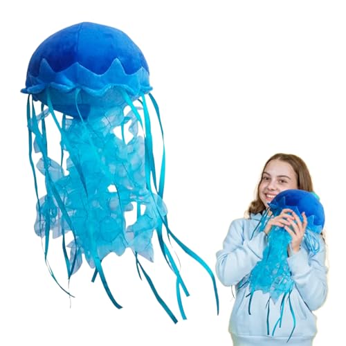 KAYBOBEZK Blue Jellyfish Plush Toy - 15.9 Inch Soft Stuffed Animal, Handmade Plush Pillow for Kids Room Decor