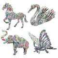 KAZOKU 3D Coloring Puzzle Set – 4 Animal Puzzles for Kids Ages 6-12, No Glue Needed