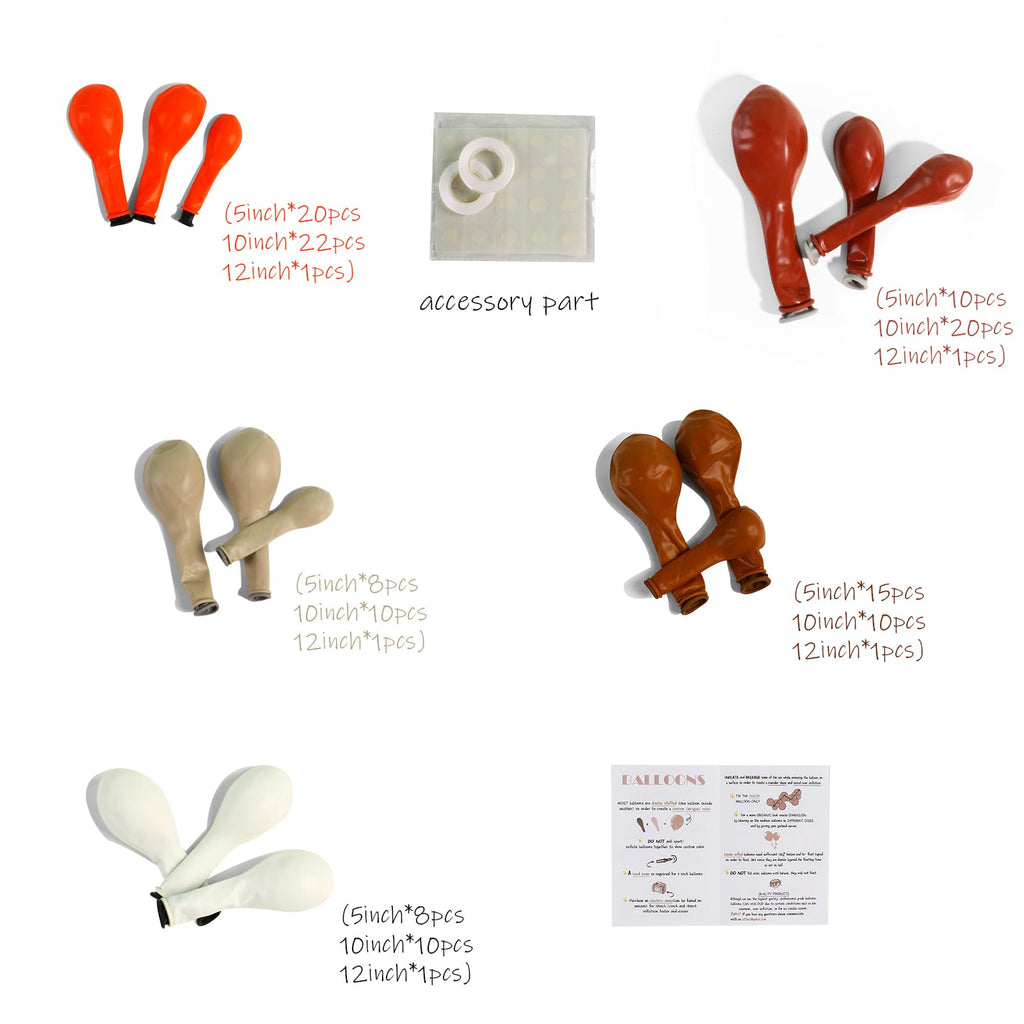 Kcoria 138-Piece Fall Balloon Garland Arch Kit - Double Stuffed Burnt Orange & Terracotta Balloons for Baby Shower, Birthday, Wedding Party Decor