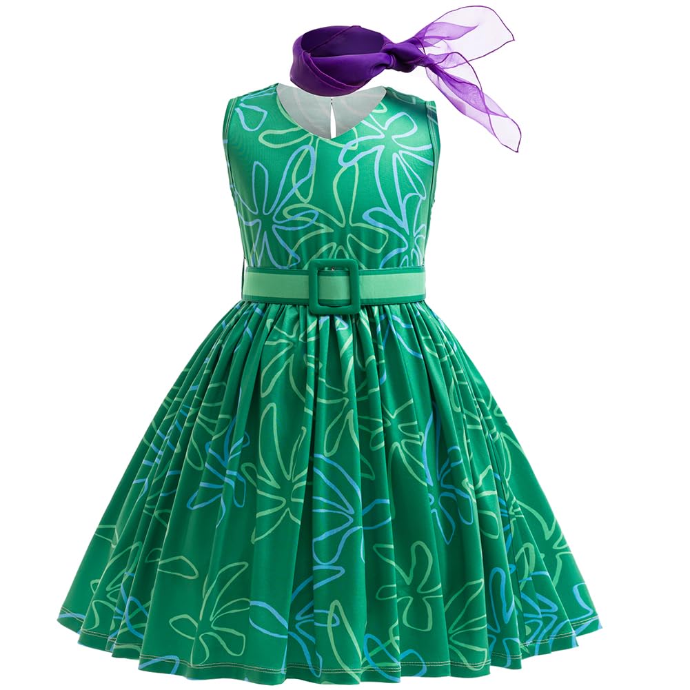 Keaiyouhuo Green Disgust Costume for Girls – Includes Wig, Kids Cosplay Dress for Halloween Birthday Christmas
