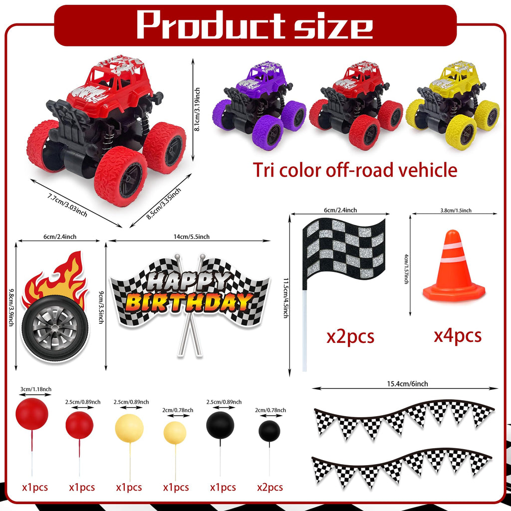 KEEPARTY 20-Piece Truck Cake Decoration Set – Off-Road Vehicle Cake Toppers for Car-Themed Parties