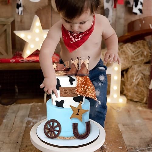 KEEPARTY Cowboy Hat & Boot Cake Toppers - 8-Piece Western Party Decor Set