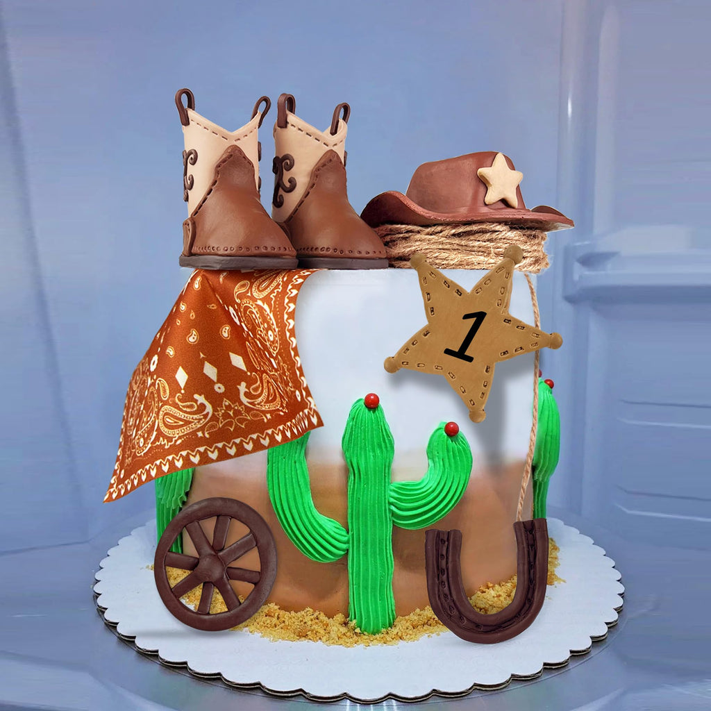 KEEPARTY Cowboy Hat & Boot Cake Toppers - 8-Piece Western Party Decor Set