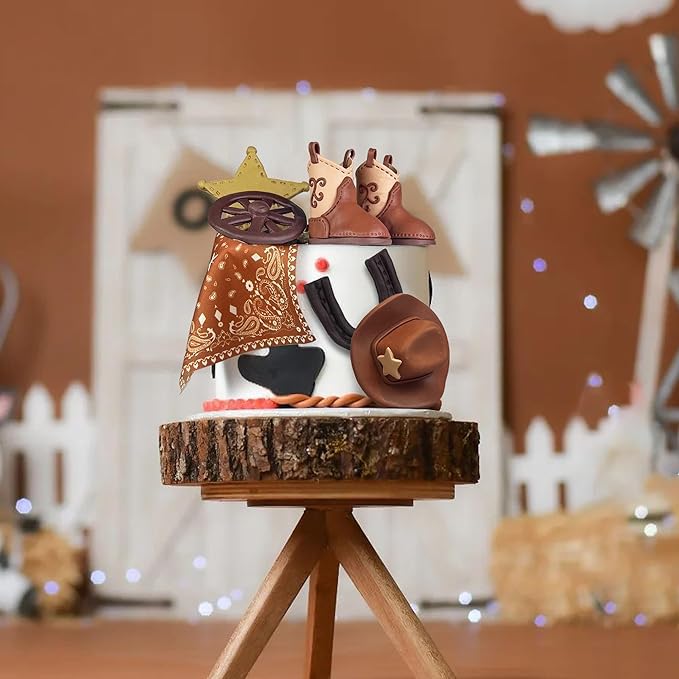 KEEPARTY Cowboy Hat & Boot Cake Toppers - 8-Piece Western Party Decor Set