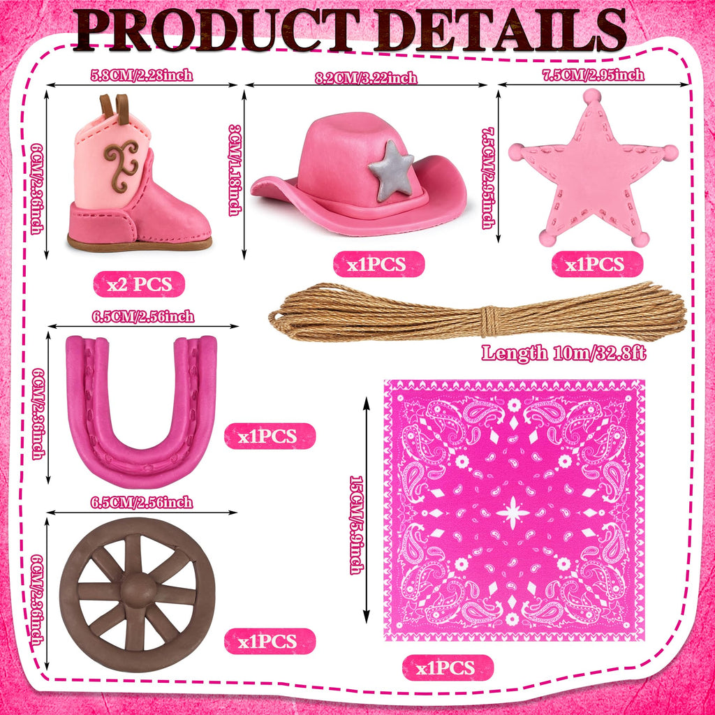 KEEPARTY Cowgirl Cake Toppers Set – Hat, Boot, Star, Horseshoe & More for Western Theme Parties