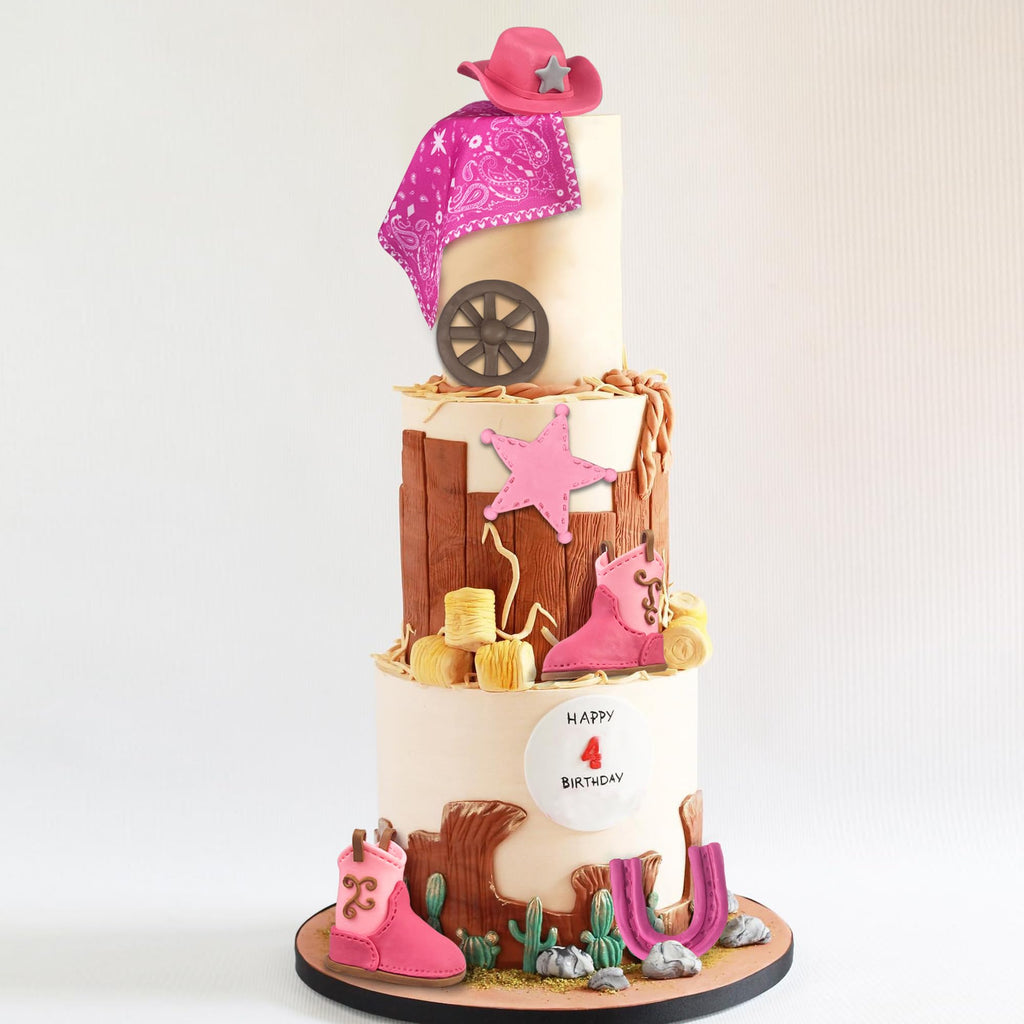 KEEPARTY Cowgirl Cake Toppers Set – Hat, Boot, Star, Horseshoe & More for Western Theme Parties