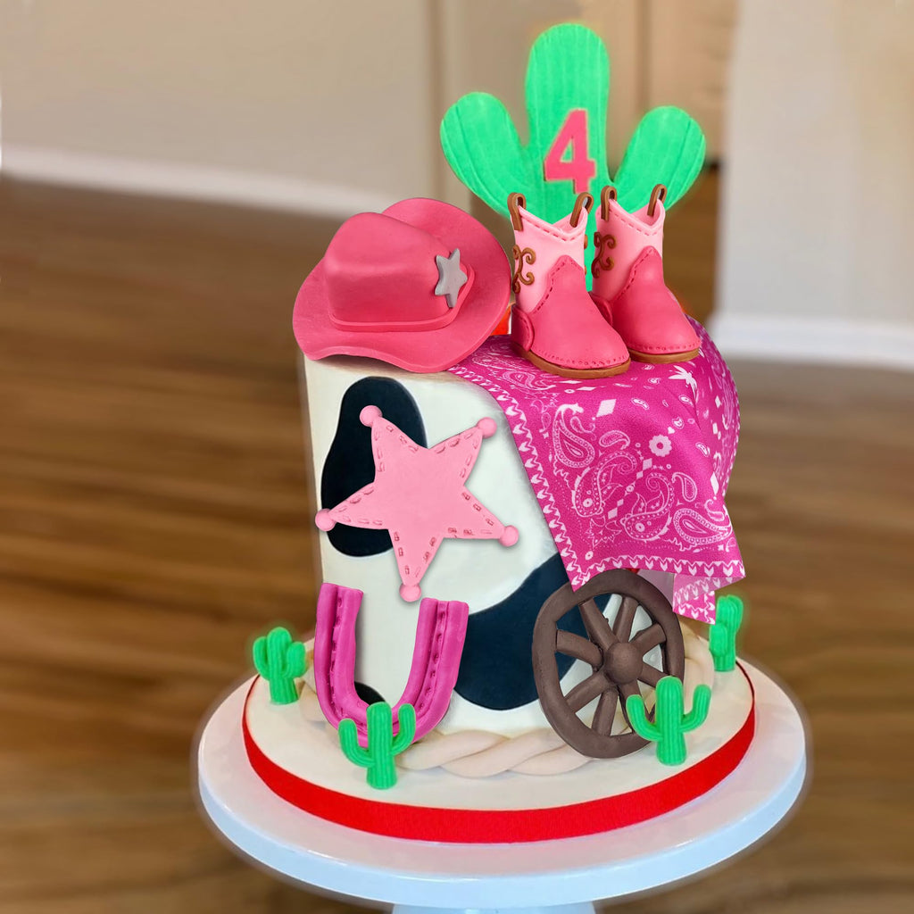 KEEPARTY Cowgirl Cake Toppers Set – Hat, Boot, Star, Horseshoe & More for Western Theme Parties
