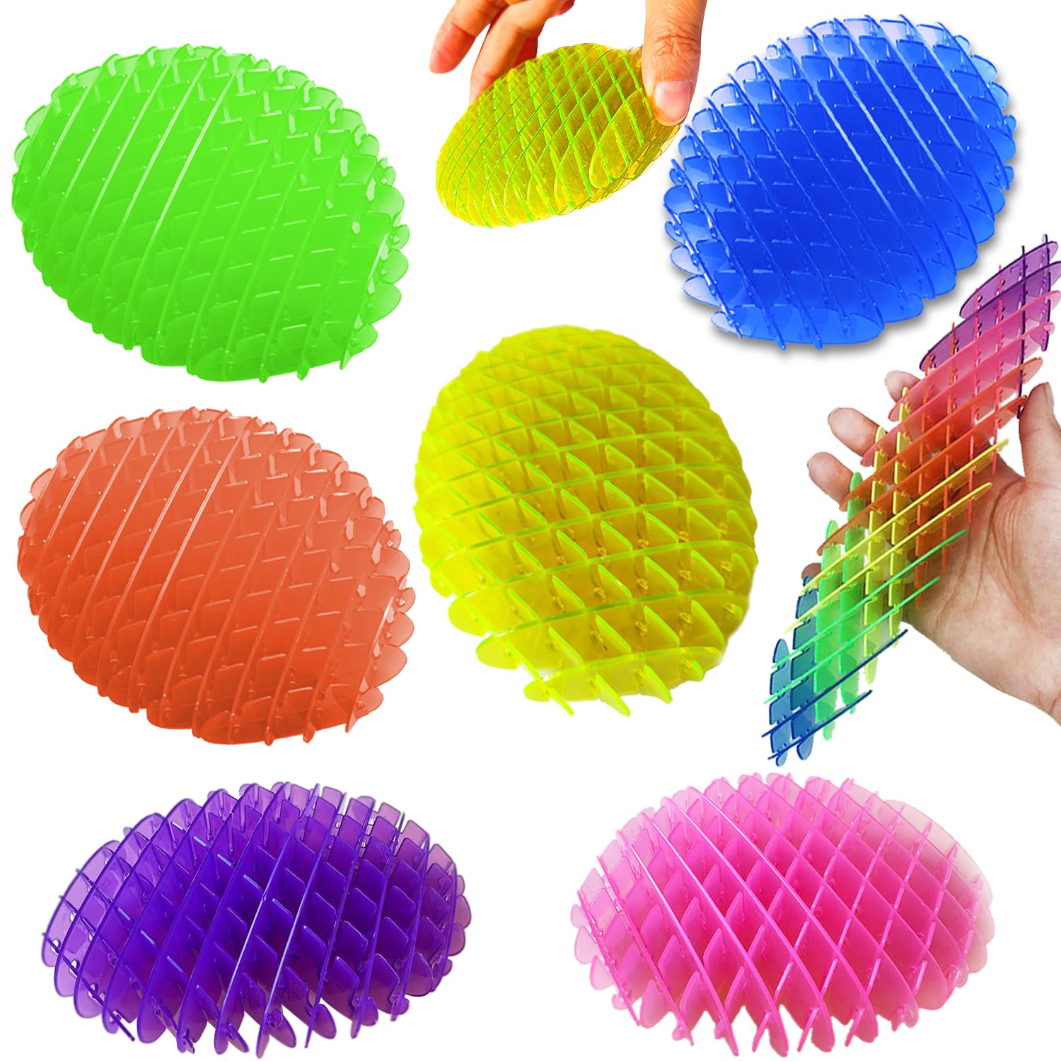 KEJIH 7-Pack Fidget Worm Toy - Stretchy Sensory Slug for Stress Relief, Quiet Anxiety Toy for Kids & Adults, Multicolor Elastic Mesh Fidgets (7 Colors)