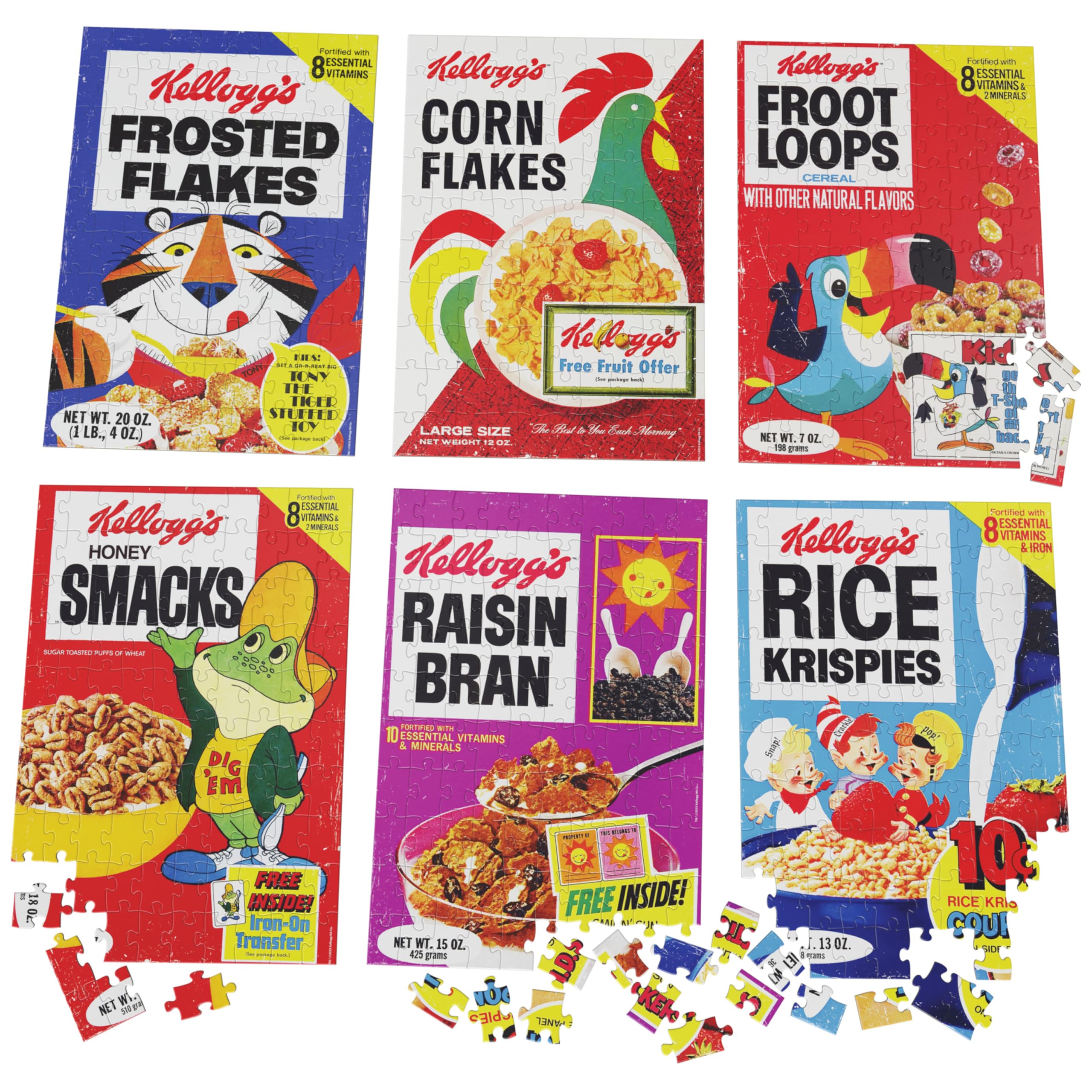 Kellogg's Cereal Puzzles 6-Pack – Mini Cereal Box Jigsaw Puzzles (100 Pieces Each, Ages 4+)