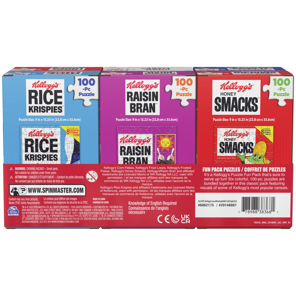 Kellogg's Cereal Puzzles 6-Pack – Mini Cereal Box Jigsaw Puzzles (100 Pieces Each, Ages 4+)