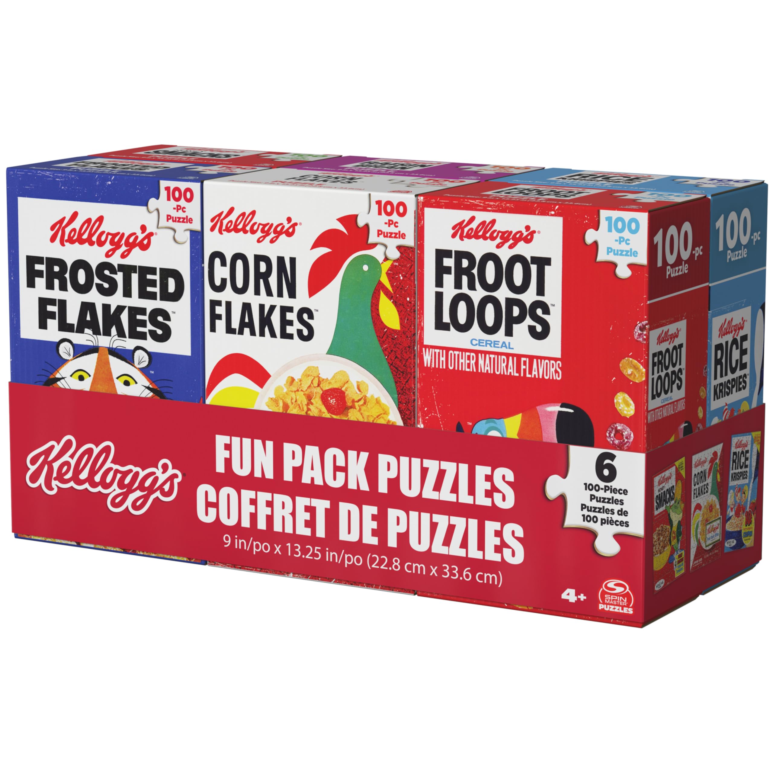 Kellogg's Cereal Puzzles 6-Pack – Mini Cereal Box Jigsaw Puzzles (100 Pieces Each, Ages 4+)