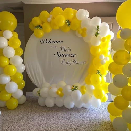 KEPMOV 60 Pack Yellow and White Balloons 12 Inch Latex Helium Party Decoration