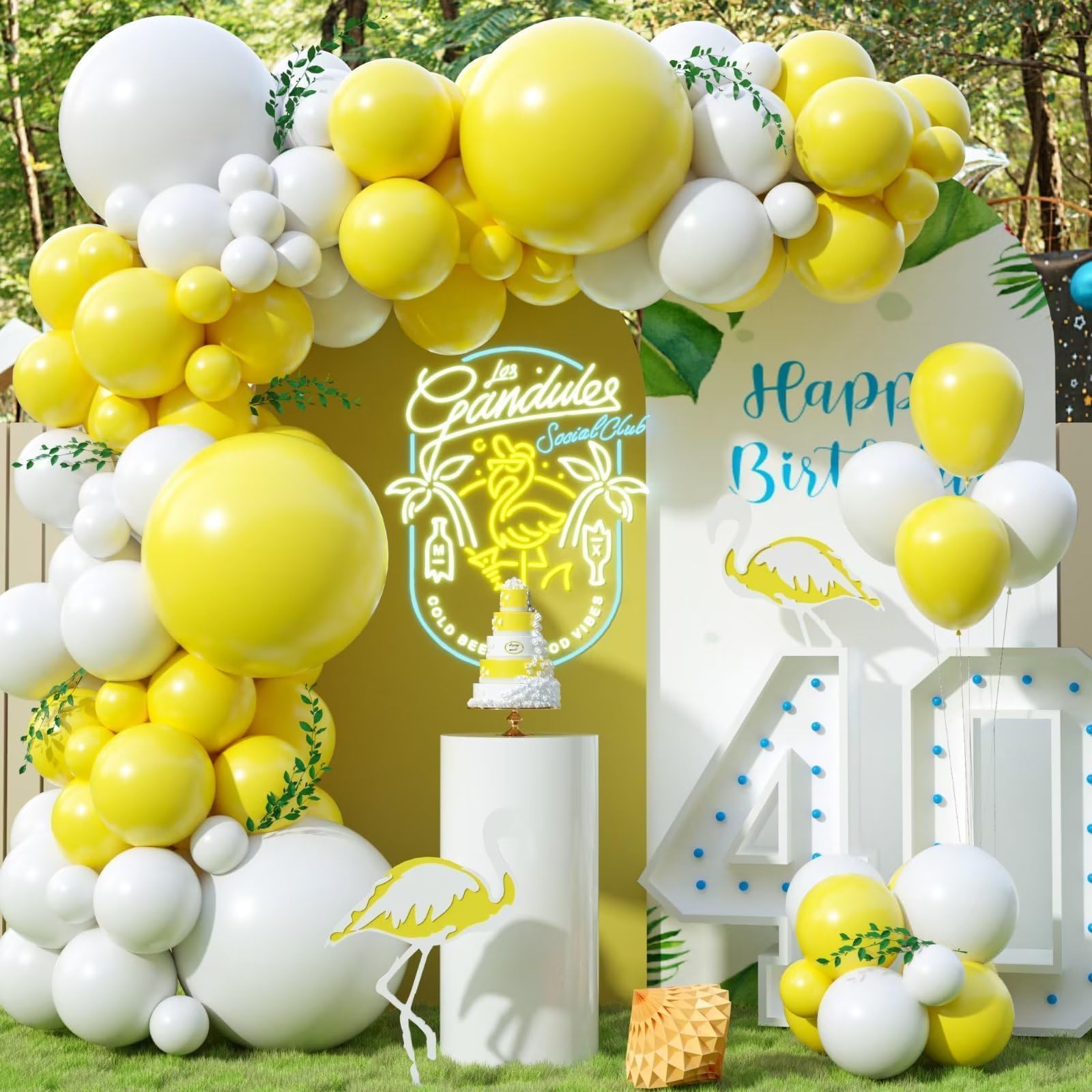 KEPMOV 60 Pack Yellow and White Balloons 12 Inch Latex Helium Party Decoration