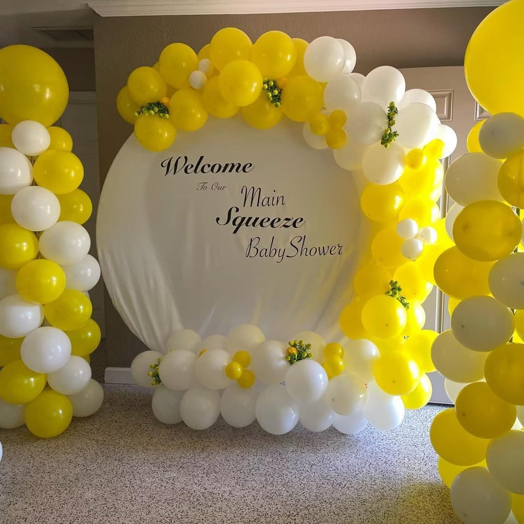 KEPMOV 60 Pack Yellow and White Balloons 12 Inch Latex Helium Party Decoration