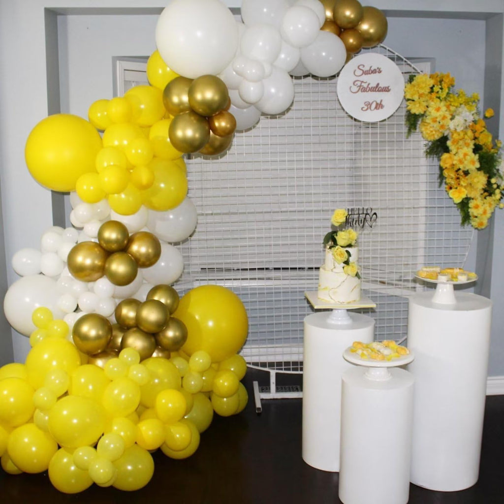 KEPMOV 60 Pack Yellow and White Balloons 12 Inch Latex Helium Party Decoration