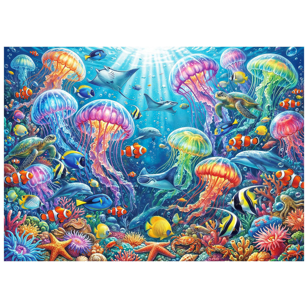 Kepovin 1000-Piece Jellyfish Puzzle for Adults – Colorful Ocean Life Jigsaw with Letter Guide