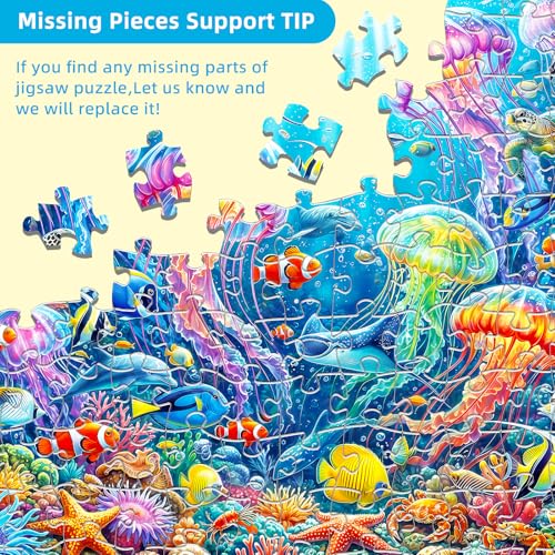 Kepovin 1000-Piece Jellyfish Puzzle for Adults – Colorful Ocean Life Jigsaw with Letter Guide