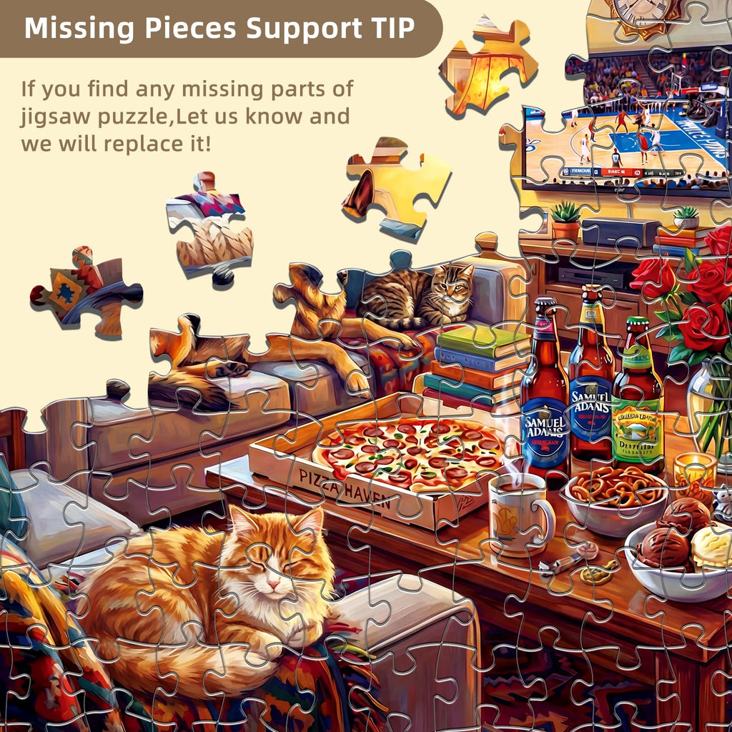 kepovin 1000 Piece Jigsaw Puzzle for Adults – Cozy Winter Living Room Scene, No Glare Ink, Letter Guide on Back