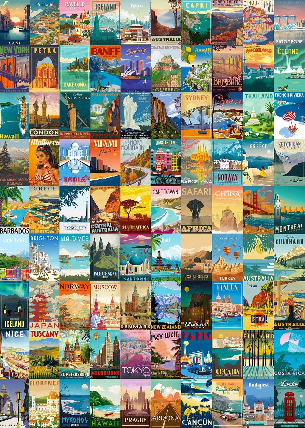 kepovin 1000 Piece Vintage World Travel Jigsaw Puzzle – 90 Landmarks with Poster