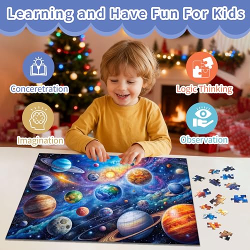 kepovin 200-Piece Solar System Jigsaw Puzzle for Kids Ages 6-8 8-10 10-12 – Educational Space Toy for Boys and Girls