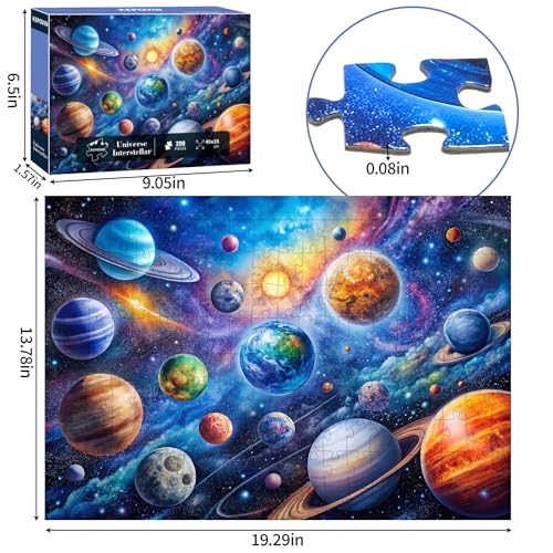 kepovin 200-Piece Solar System Jigsaw Puzzle for Kids Ages 6-8 8-10 10-12 – Educational Space Toy for Boys and Girls