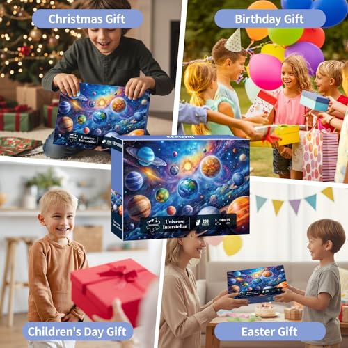 kepovin 200-Piece Solar System Jigsaw Puzzle for Kids Ages 6-8 8-10 10-12 – Educational Space Toy for Boys and Girls