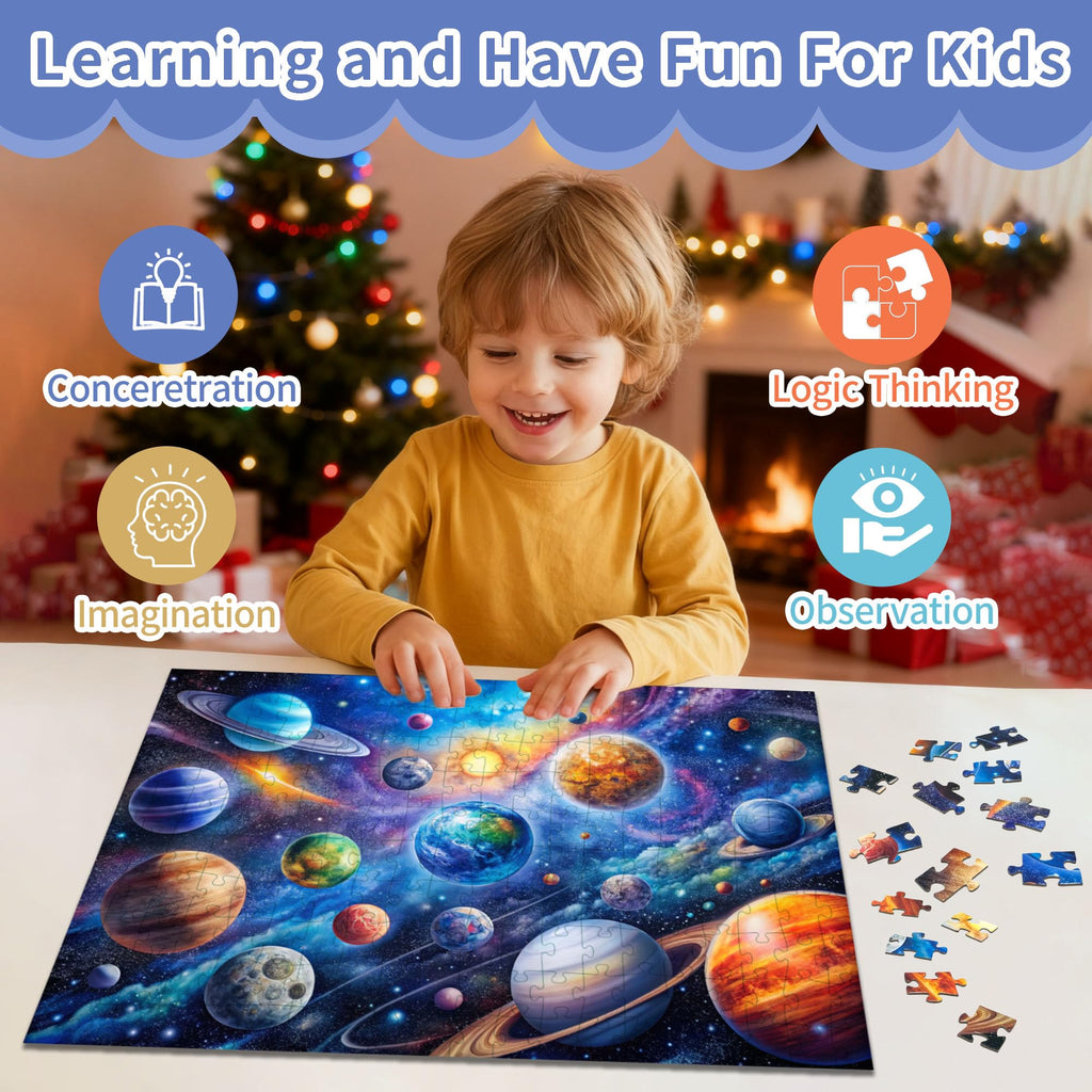 kepovin 200-Piece Solar System Jigsaw Puzzle for Kids Ages 6-8 8-10 10-12 – Educational Space Toy for Boys and Girls
