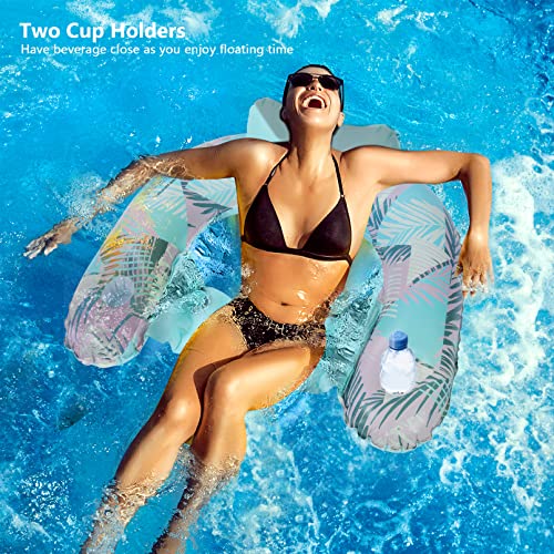 Keriday Extra Large Inflatable Pool Float Chair with Cup Holder - Palma, 34x30 Inches