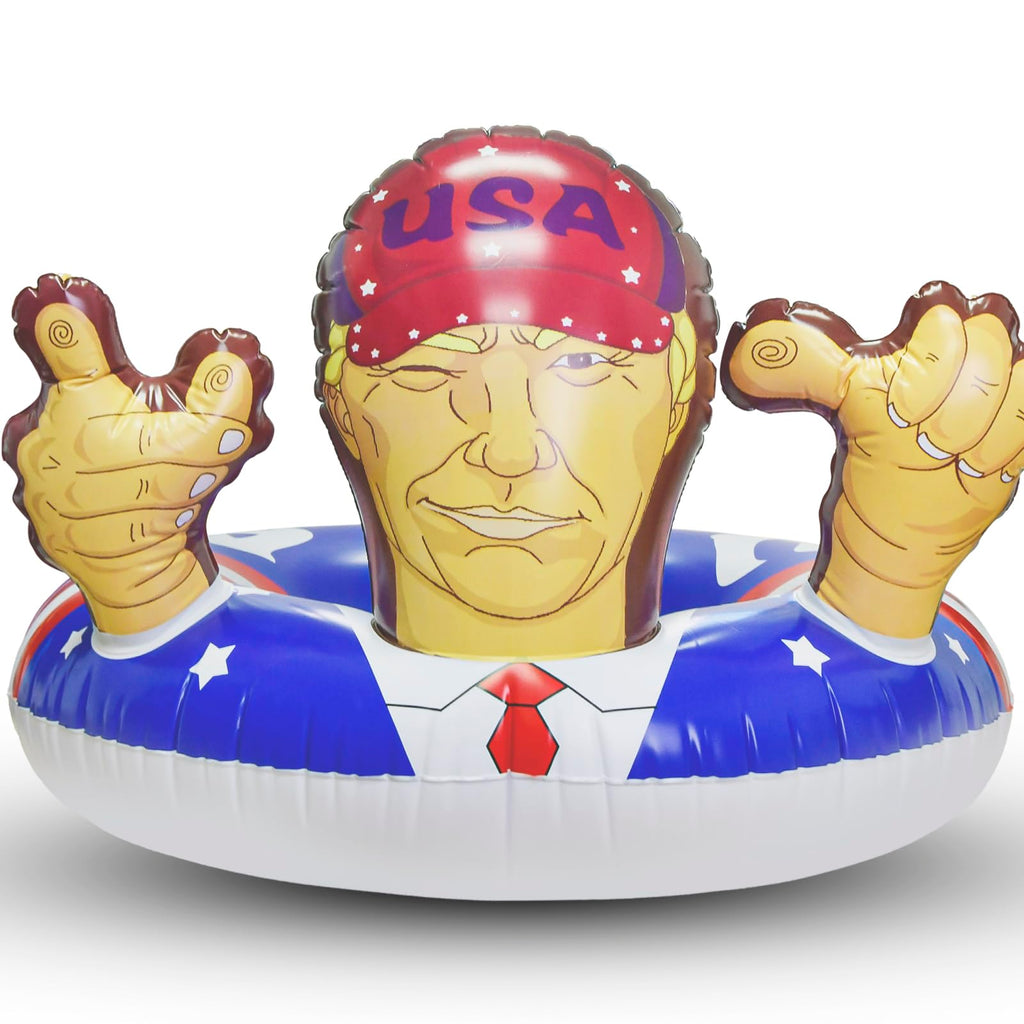 KESOCORAY Presidential Inflatable Pool Float - 36 Inch USA Flag Design with Cartoon Face Armrests