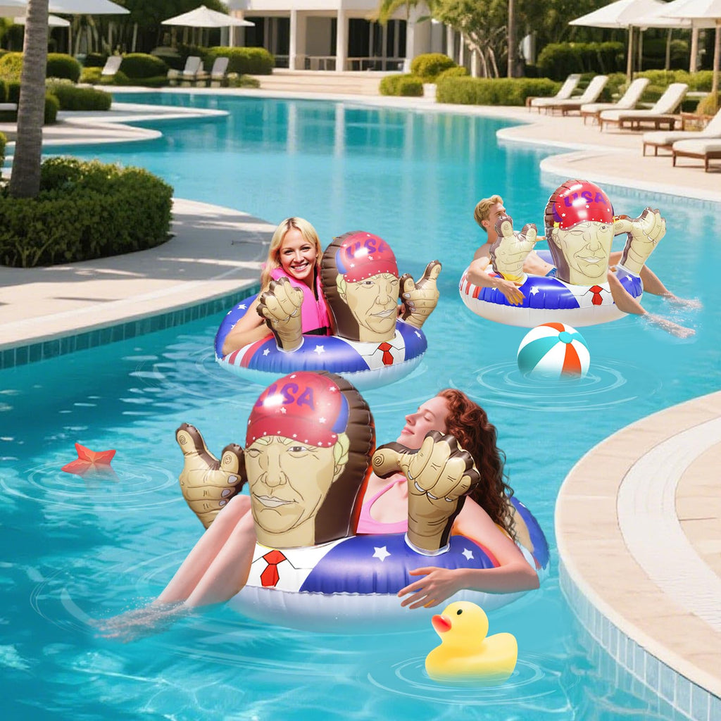 KESOCORAY Presidential Inflatable Pool Float - 36 Inch USA Flag Design with Cartoon Face Armrests