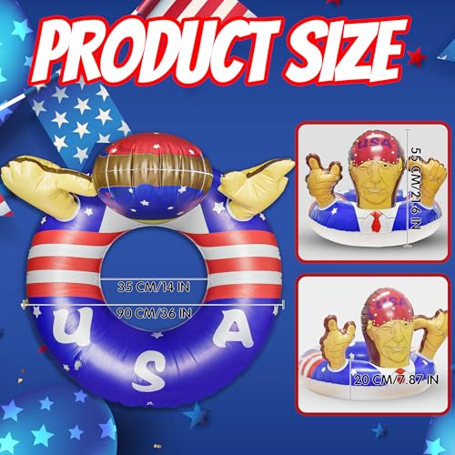 KESOCORAY Presidential Inflatable Pool Float - 36 Inch USA Flag Design with Cartoon Face Armrests
