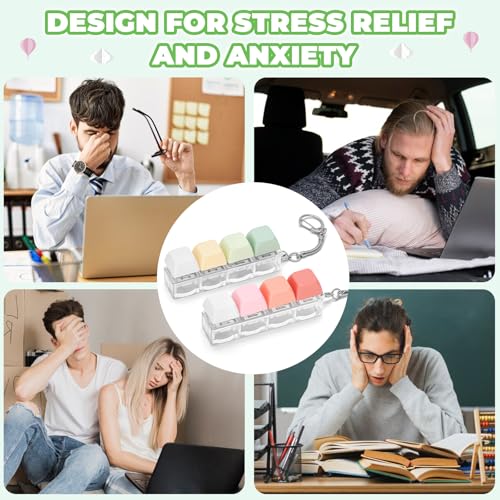 Keyboard Fidget Toy Keychain Set – Silent & Clicky Stress Relief for Adults (2 Pack, Pink & Green)