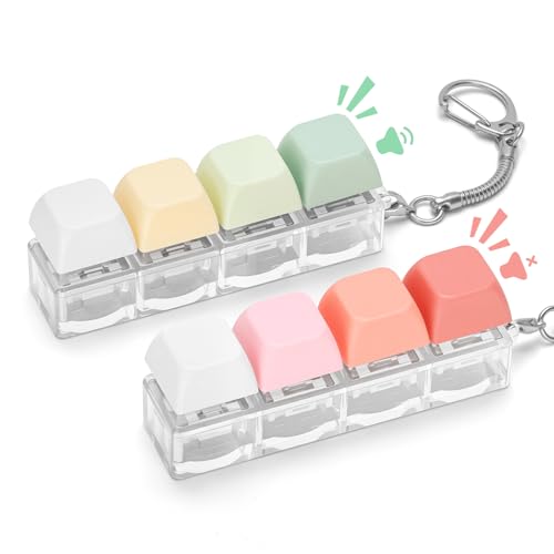 Keyboard Fidget Toy Keychain Set – Silent & Clicky Stress Relief for Adults (2 Pack, Pink & Green)