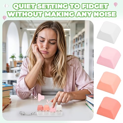 Keyboard Fidget Toy Keychain Set – Silent & Clicky Stress Relief for Adults (2 Pack, Pink & Green)