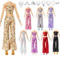 Keysse 38-Piece Doll Fashion Wardrobe: 8 Sequin Suits, 10 Dresses, 10 Shoes, 10 Jewelry – Fits 11-11.8 Inch Dolls – Velcro Closure