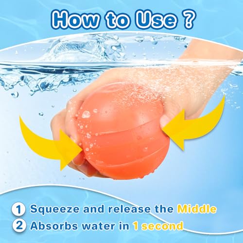 KGC 12-Pack Reusable Silicone Water Balloons – Magnet-Free Self-Sealing Splash Balls for Kids Ages 3-12, Quick Fill & Mesh Bag Included