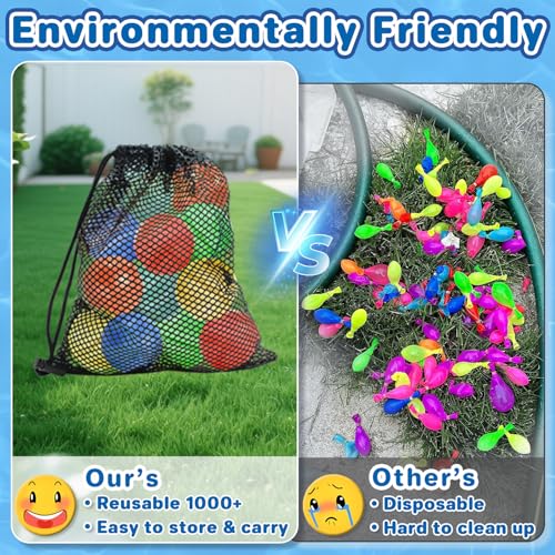 KGC 12-Pack Reusable Water Balloons – Magnet-Free Silicone Splash Balls for Kids