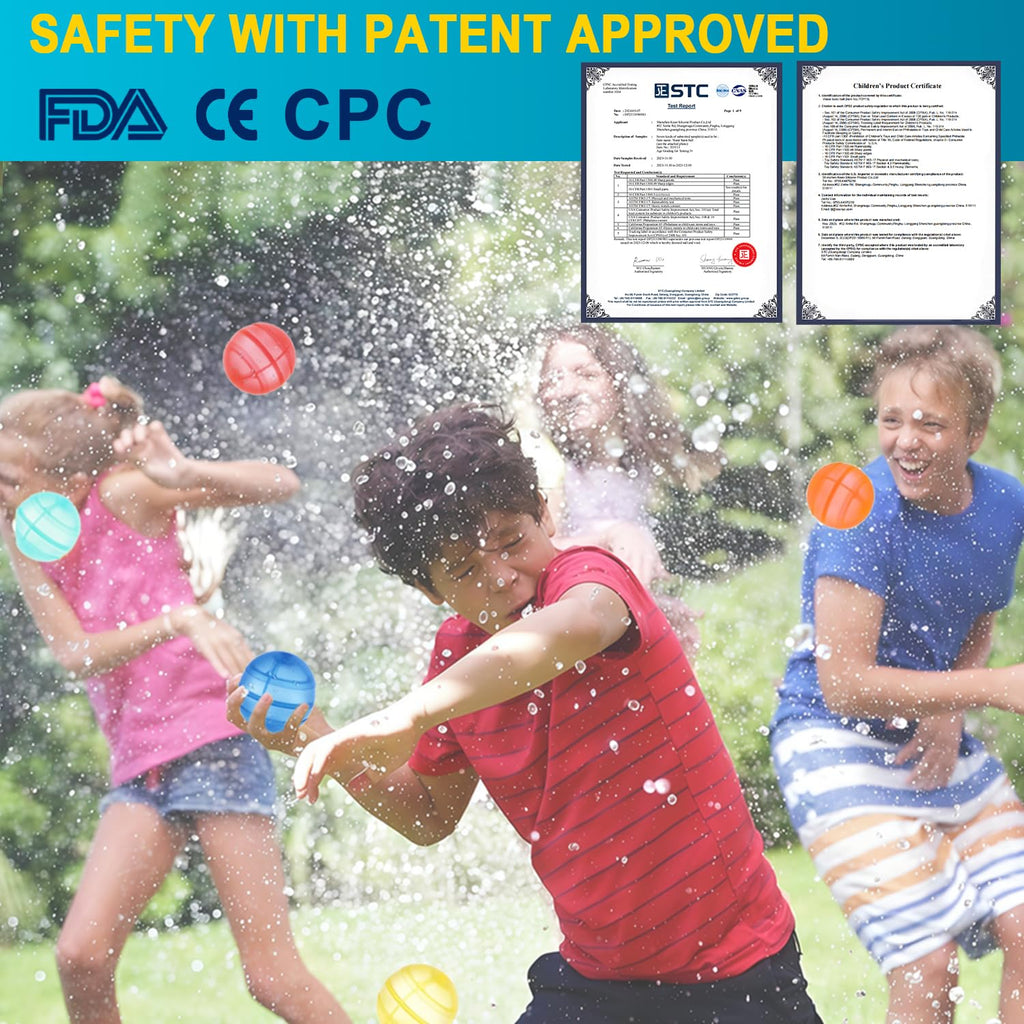 KGC 12-Pack Reusable Water Balloons – Magnet-Free Silicone Splash Balls for Kids