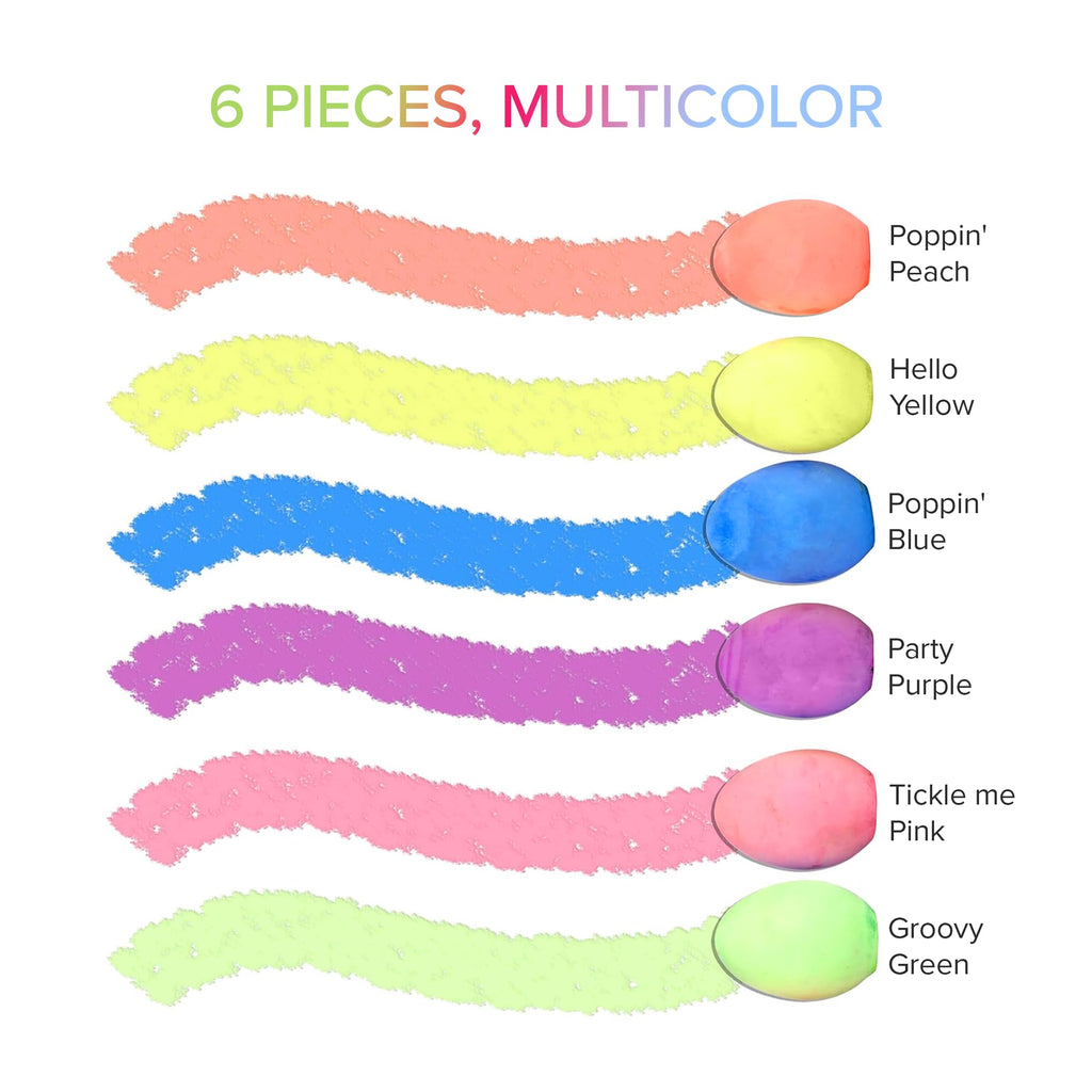 Kid Made Modern 6-Piece Neon Sidewalk Chalk Set - Washable Egg Chalk for Outdoor Play, Chalkboard Art, Ages 3+