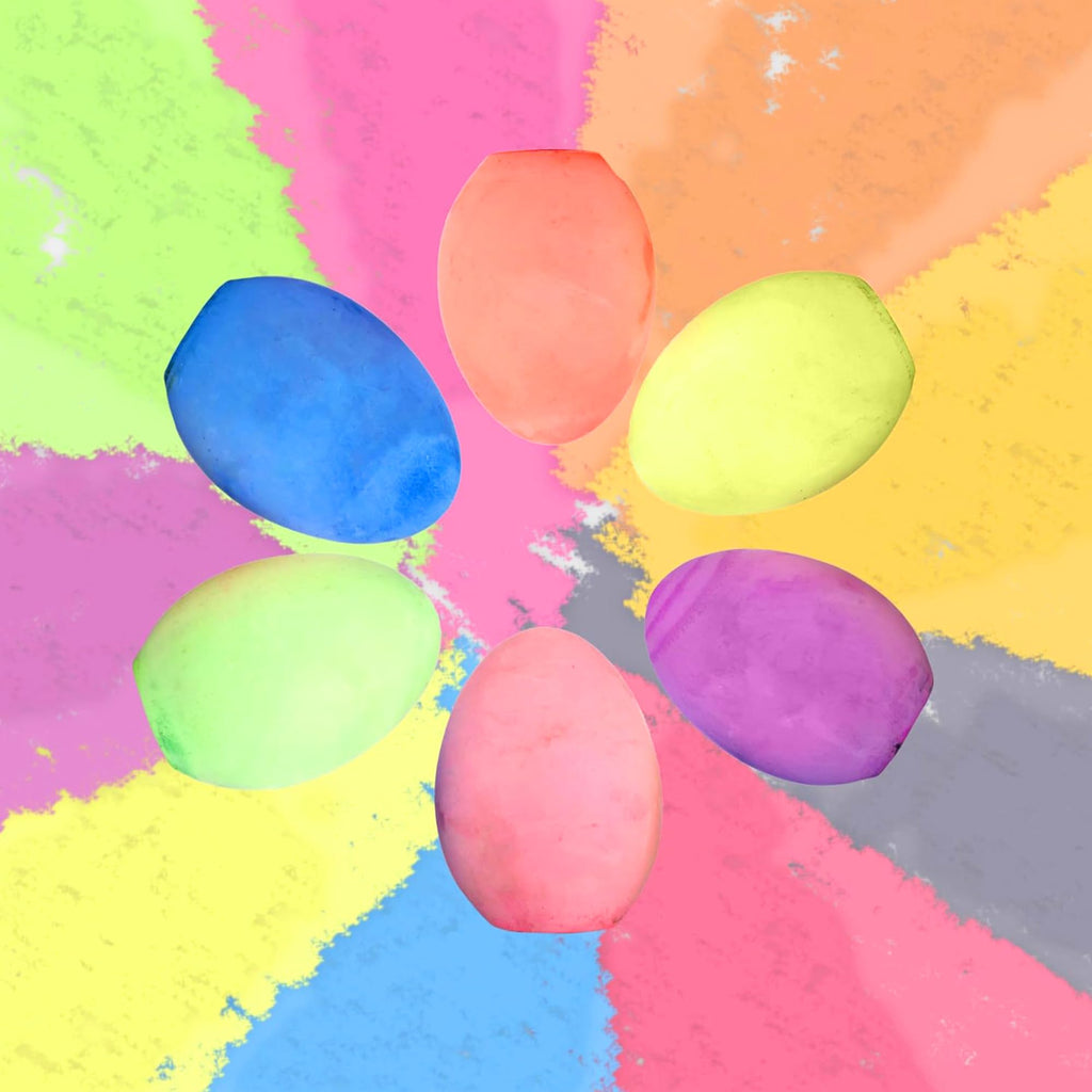 Kid Made Modern 6-Piece Neon Sidewalk Chalk Set - Washable Egg Chalk for Outdoor Play, Chalkboard Art, Ages 3+