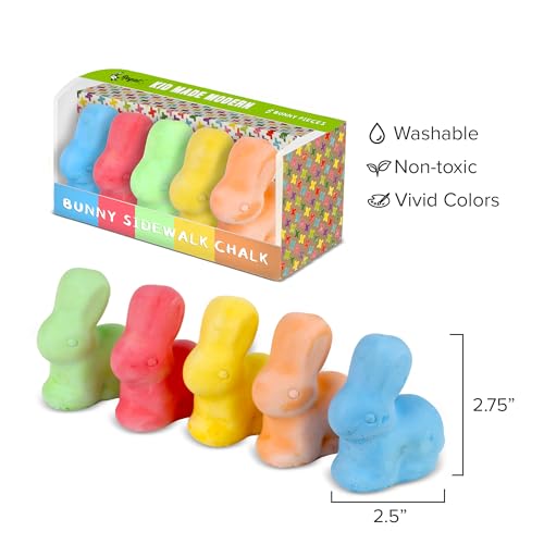 Kid Made Modern Bunny Sidewalk Chalk Set – 5 Washable Multicolor Chalks for Kids Ages 3+