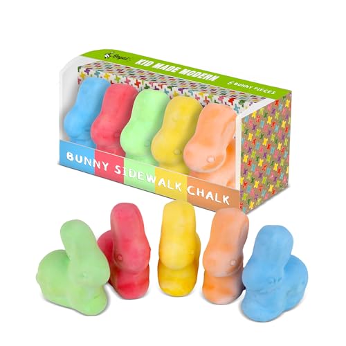 Kid Made Modern Bunny Sidewalk Chalk Set – 5 Washable Multicolor Chalks for Kids Ages 3+