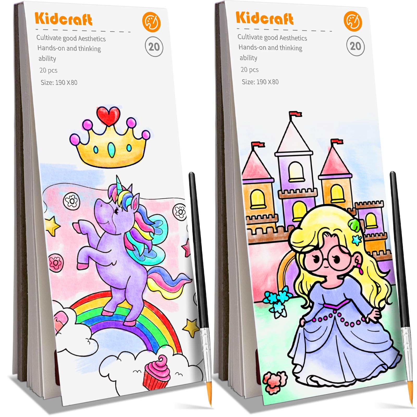 Kidcraft Paint with Water Coloring Books for Kids - 2 Pack, Mess-Free Watercolor Kit, Travel Activity for Ages 4-12