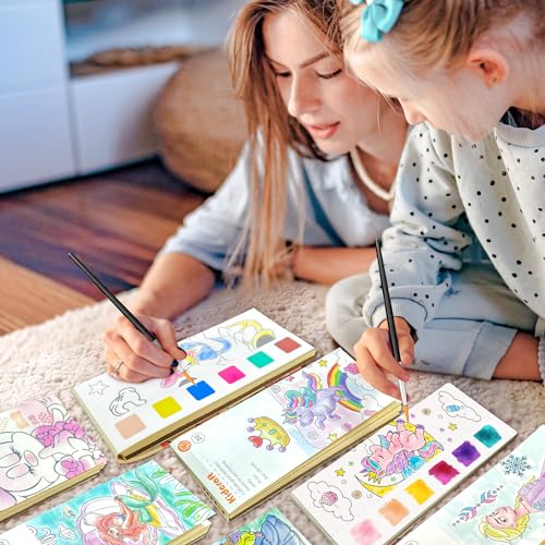 Kidcraft Paint with Water Coloring Books for Kids - 2 Pack, Mess-Free Watercolor Kit, Travel Activity for Ages 4-12