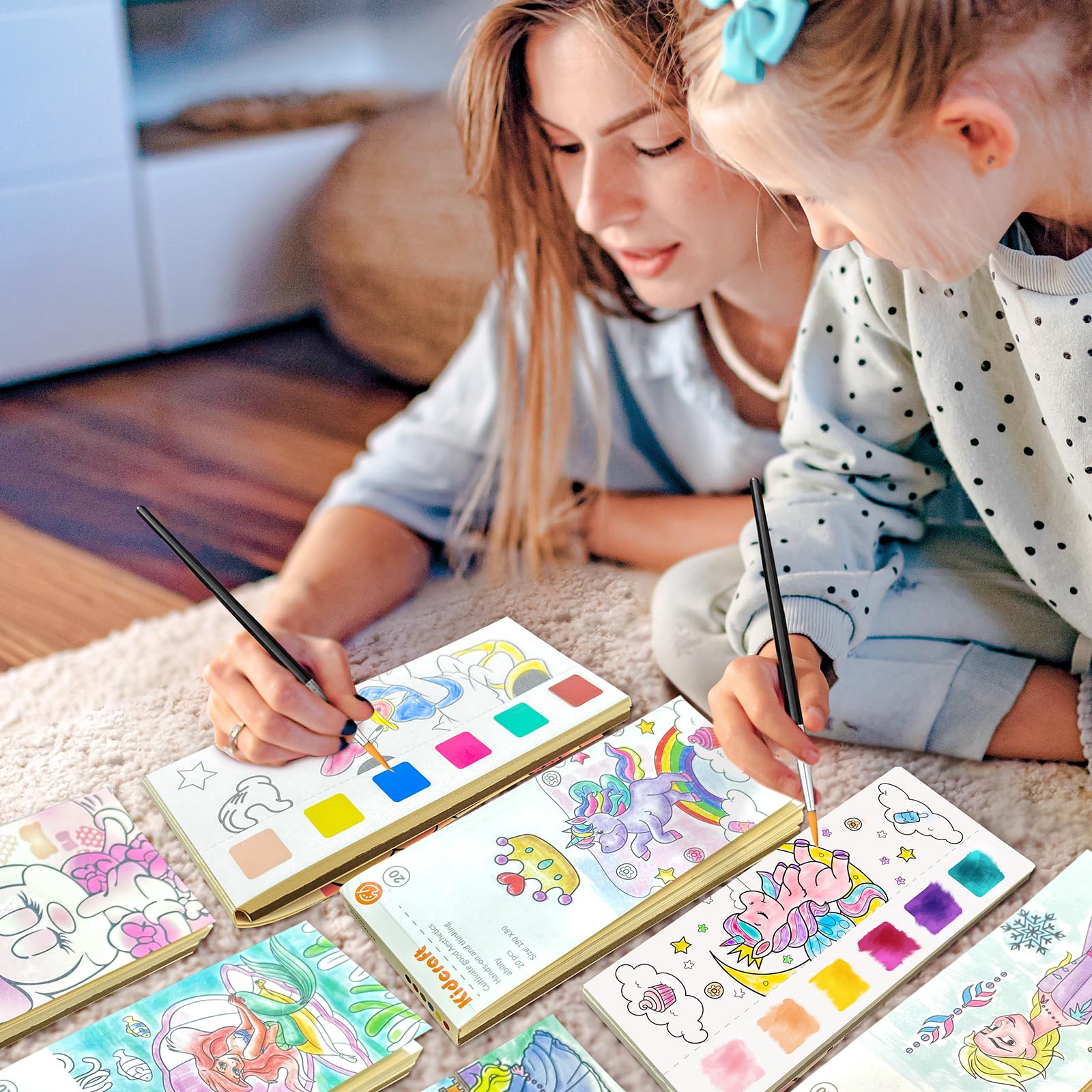 Kidcraft Paint with Water Coloring Books for Kids - 2 Pack, Mess-Free Watercolor Kit, Travel Activity for Ages 4-12