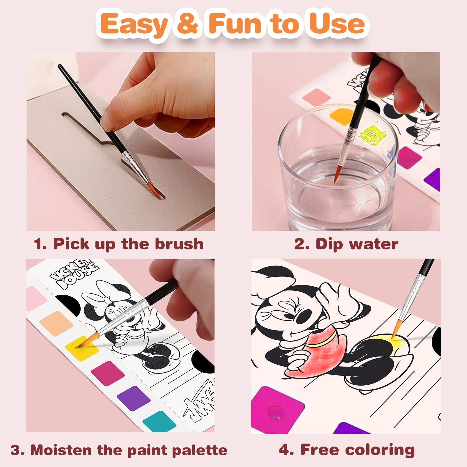 Kidcraft Paint with Water Coloring Books for Kids - 2 Pack, Mess-Free Watercolor Kit, Travel Activity for Ages 4-12