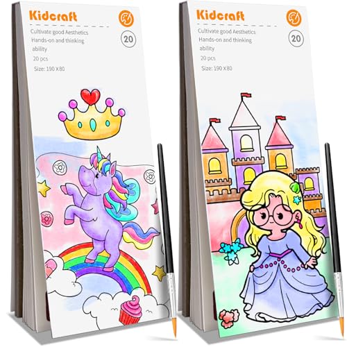 Kidcraft Paint with Water Coloring Books for Kids - 2 Pack, Mess-Free Watercolor Kit, Travel Activity for Ages 4-12