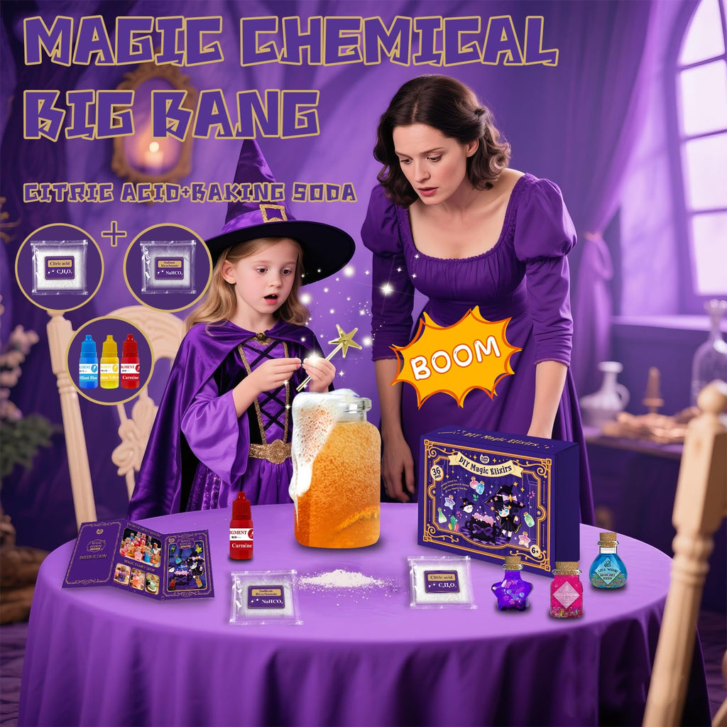 KIDDYCOLOR Magic Potion Kit for Kids – 36-Piece Craft Set with 12 Bottles, Powders, Glitter & More