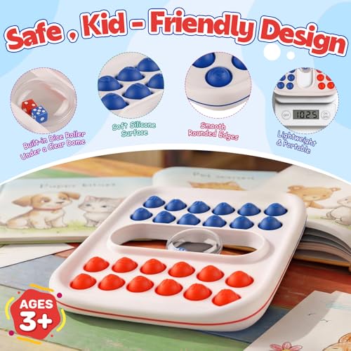 Kiditos Pop Math Game: Addition & Subtraction Learning Toy with Built-in Dice for Ages 4-8
